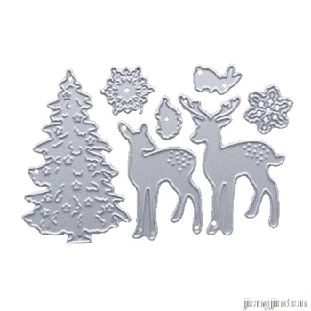 Craft Metal Cutting Dies Die Cut Mold Christmas Deer Tree Snowflake Scrapbook Paper Craft Knife Mold Blade Punch Szablony 2021
