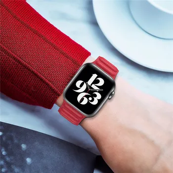 Nadaje się dla Apple Watch Band 6 SE 5 4 44 mm 40 mm Dwie Pętle Skórzany Pasek Magnetyczny Bransoletka 42 mm 38 mm mc Series Wristband 321