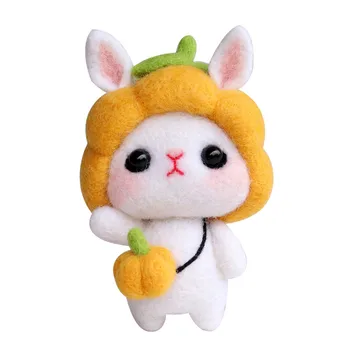 Plushie Toys Cute Rabbit Wzór Handmade Diy Poke Wool Felts Material Production Package Highquality Wear A Hat Little Doll